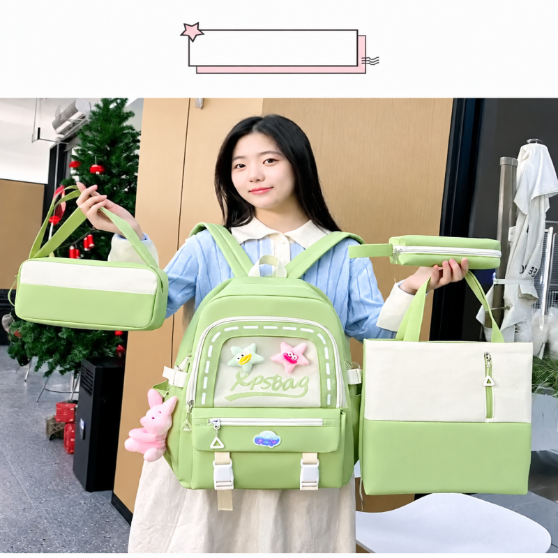 4 PCS Set Unisex Kids School Bag