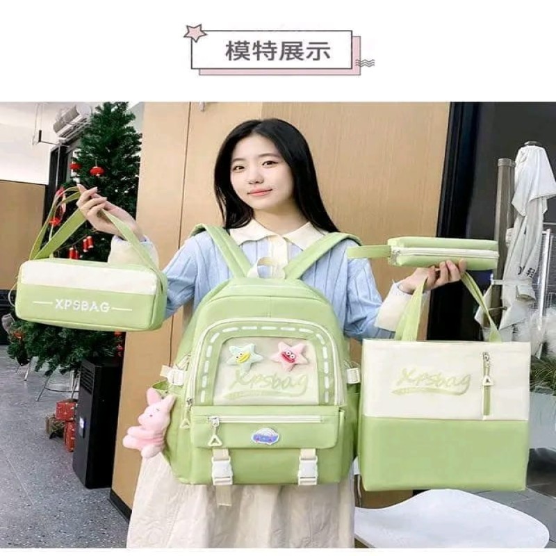 4 PCS Unisex Kids School Bag Set