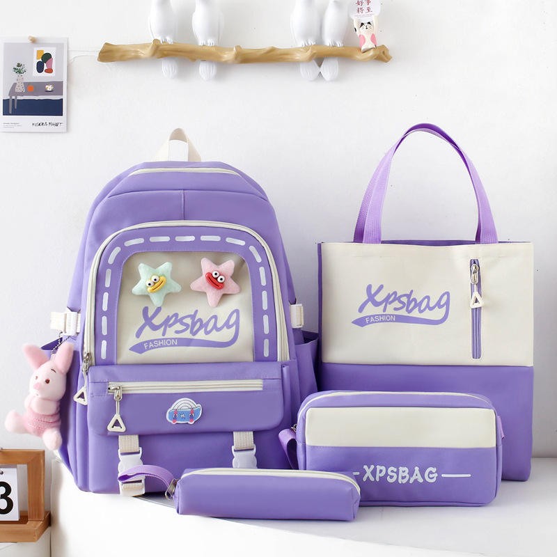 4 PCS Unisex Kids School Bag Set