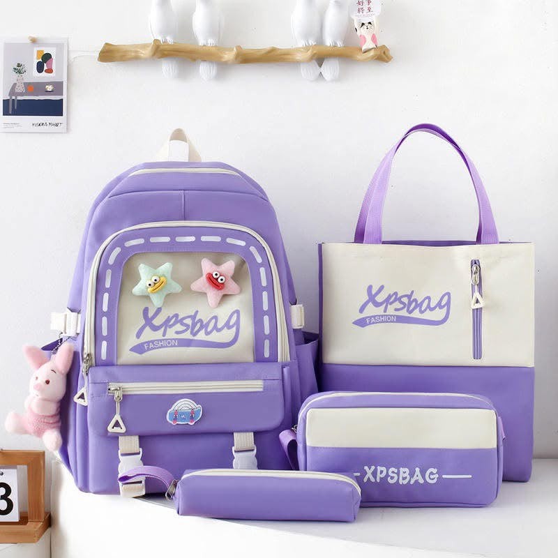 4 PCS Unisex Kids School Bag Set