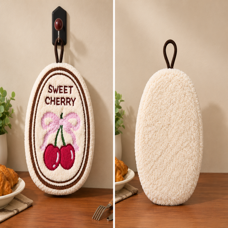 Decorative Sweet Cherry Shape Towel for Kitchen, Bathroom & Baby Care Use